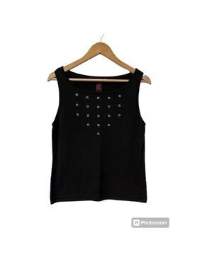 Oscar Leopold Black Tank Top with Grommets